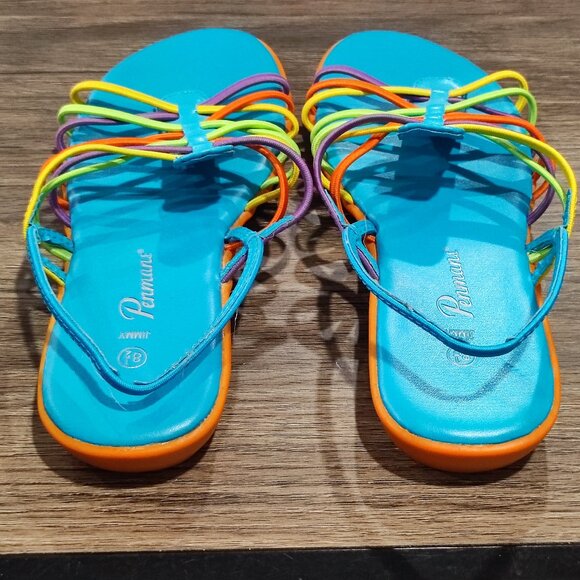 Penmans Jimmy sandals summer vibrant multi-colours women's size 8 1/2 - Picture 5 of 10